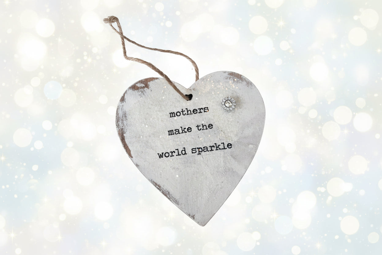 Hand‑Painted Mom Heart Keepsake – Farmhouse Wood Ornament