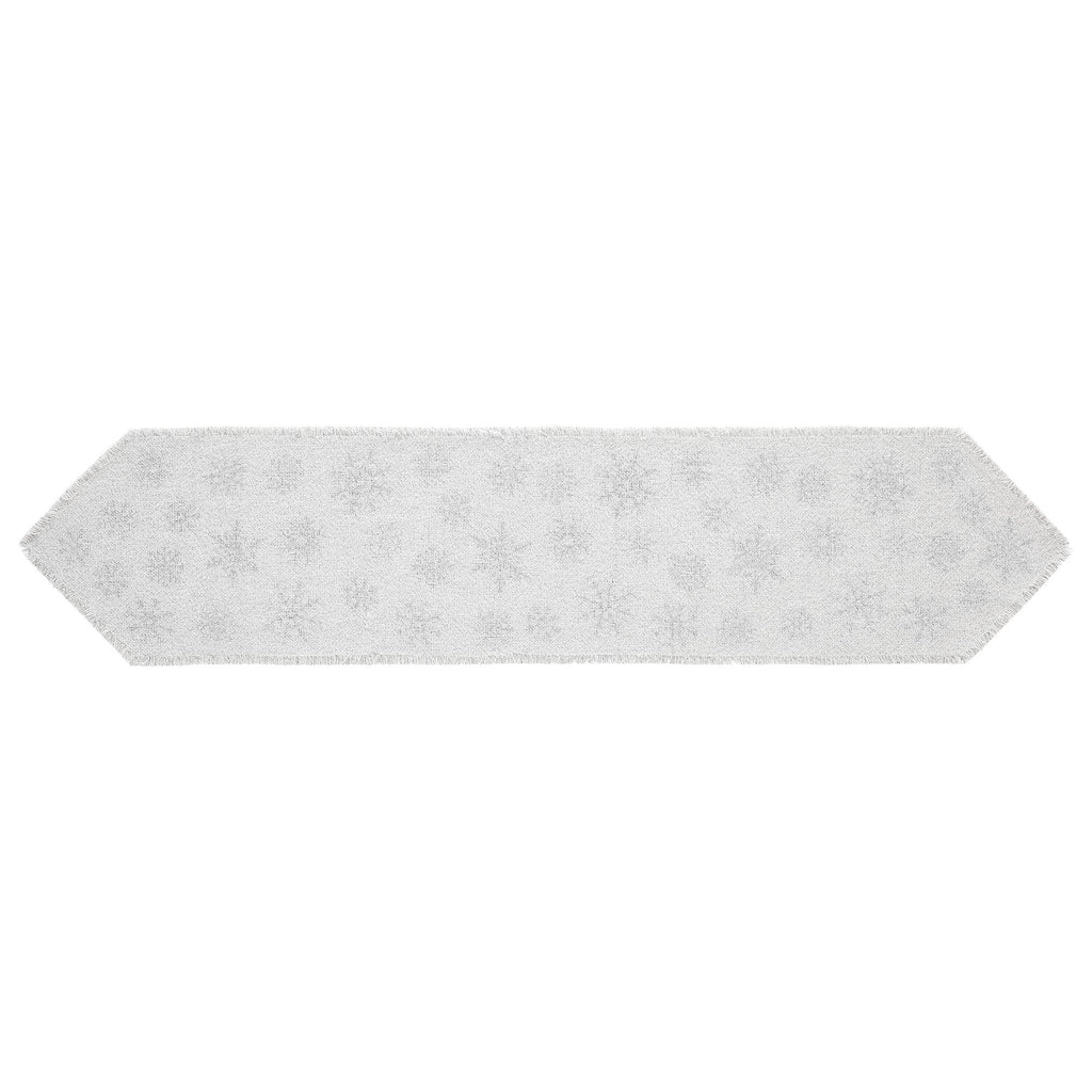 Yuletide Burlap Antique White Snowflake Runner – Elegant Winter Table Runner 12x60
