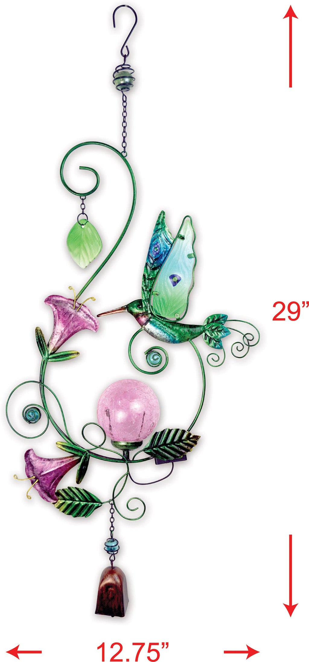 NEW ITEM - Hummingbird Solar Hanging Buddy – Fuchsia Crackle‑Glass Garden Glow🪻🌺