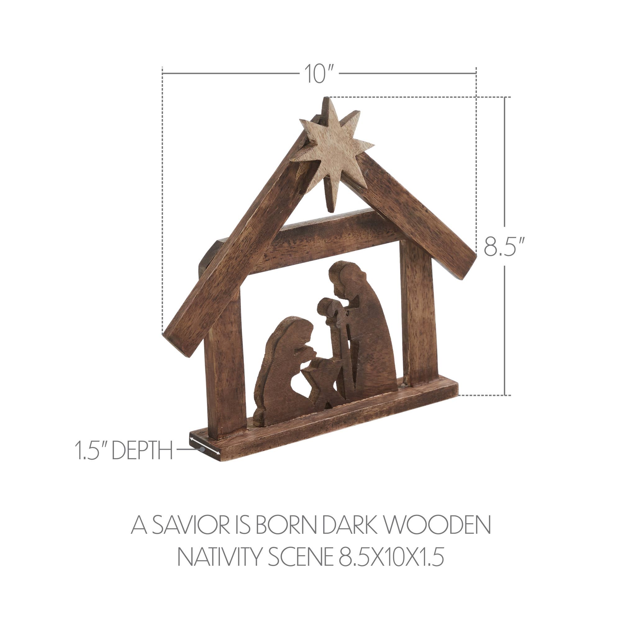 ⭐ A Savior Is Born Dark Wooden Nativity Scene