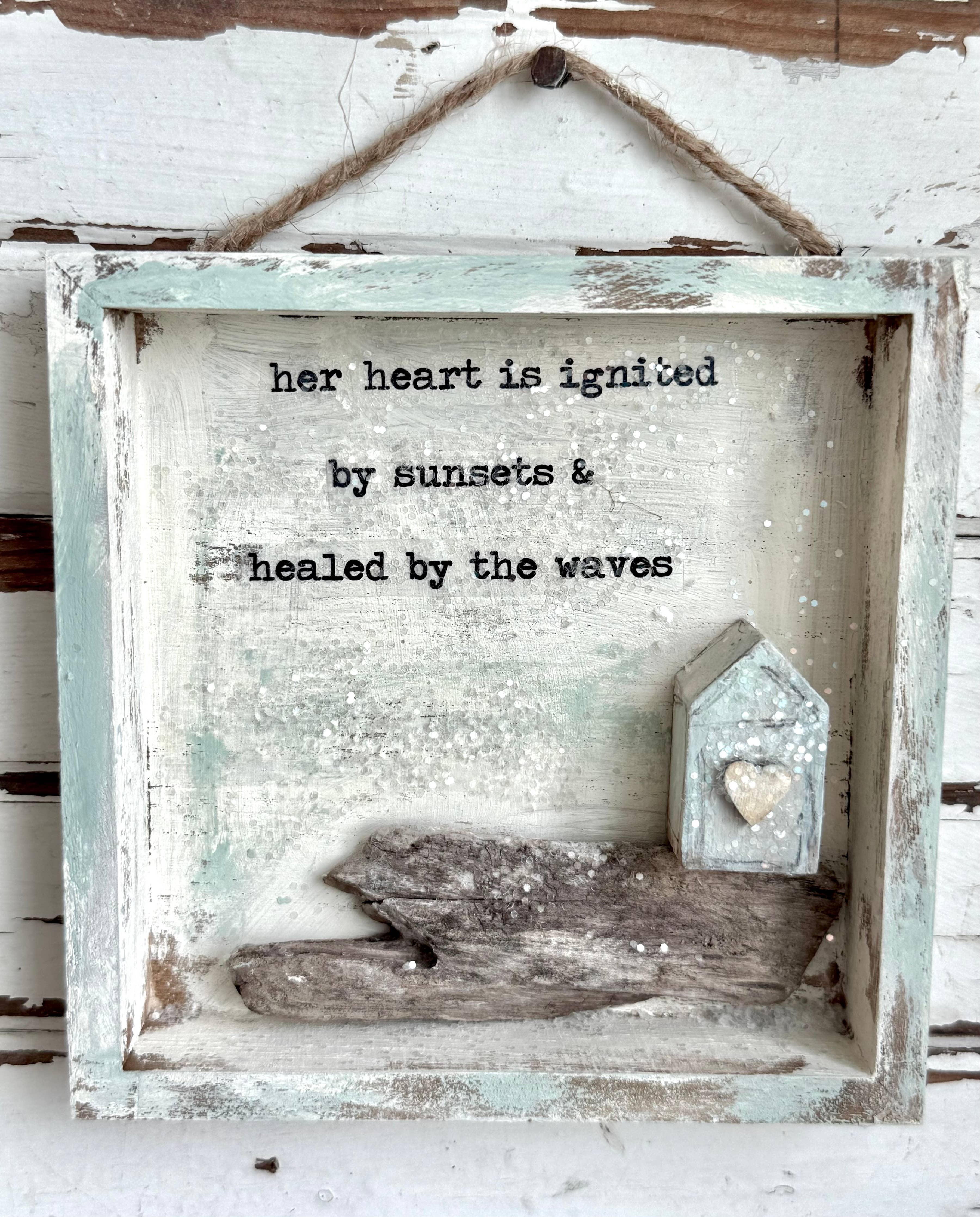 Driftwood Tiny House Shadowbox – Her Heart Is Ignited
