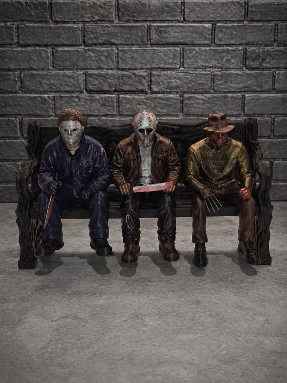 Horror Shelf Sitters – Jason, Michael & Freddy | Hand-Painted 3D Figures - SET of 3🎃🧟