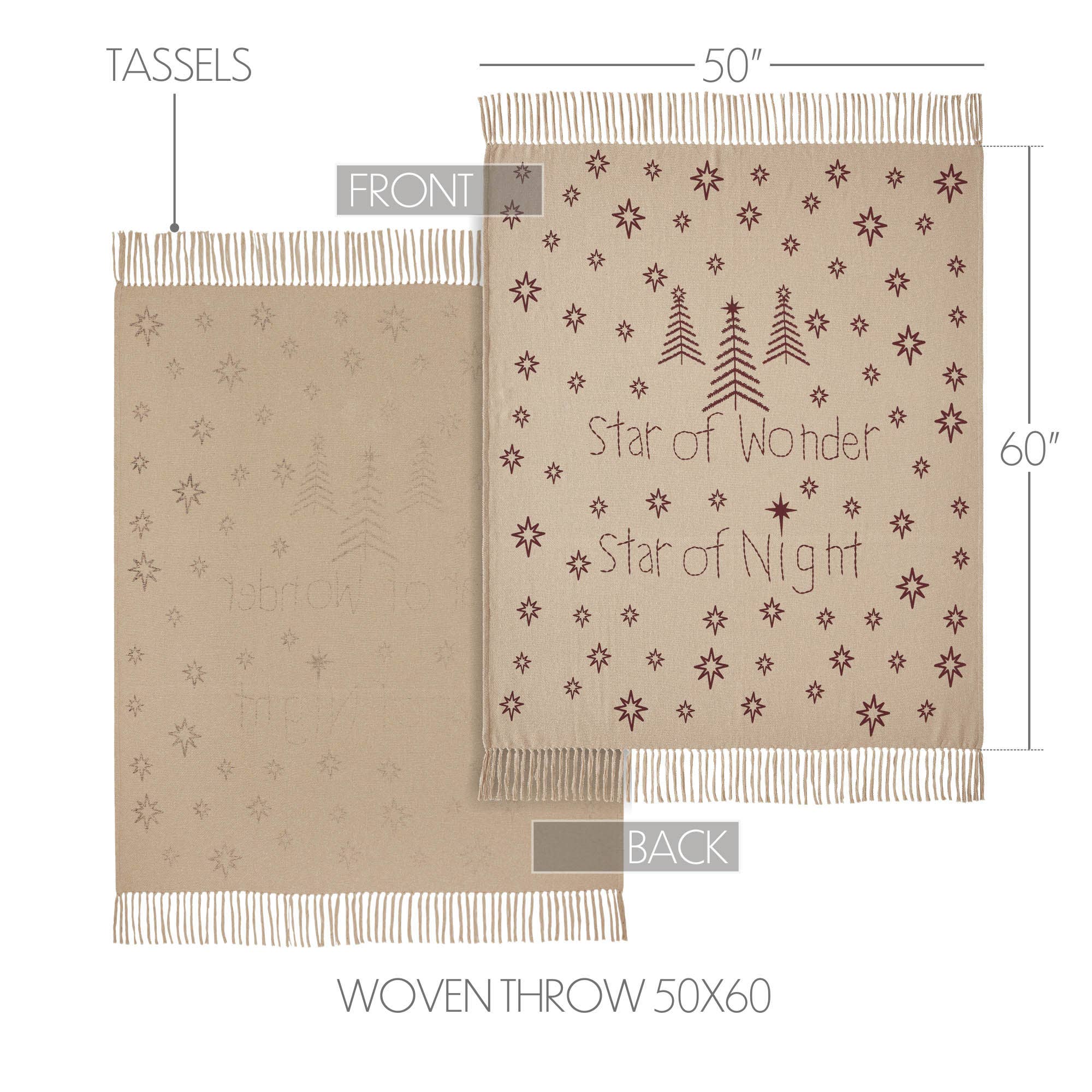 Star of Wonder Christmas Woven Throw – Rustic Holiday Blanket 50x60 🎄🌟
