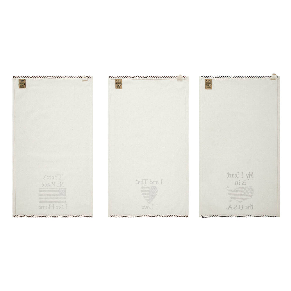 The Land That I Love Tea Towel Set – Patriotic Americana Towels (Set of 3) ❤️🤍💙