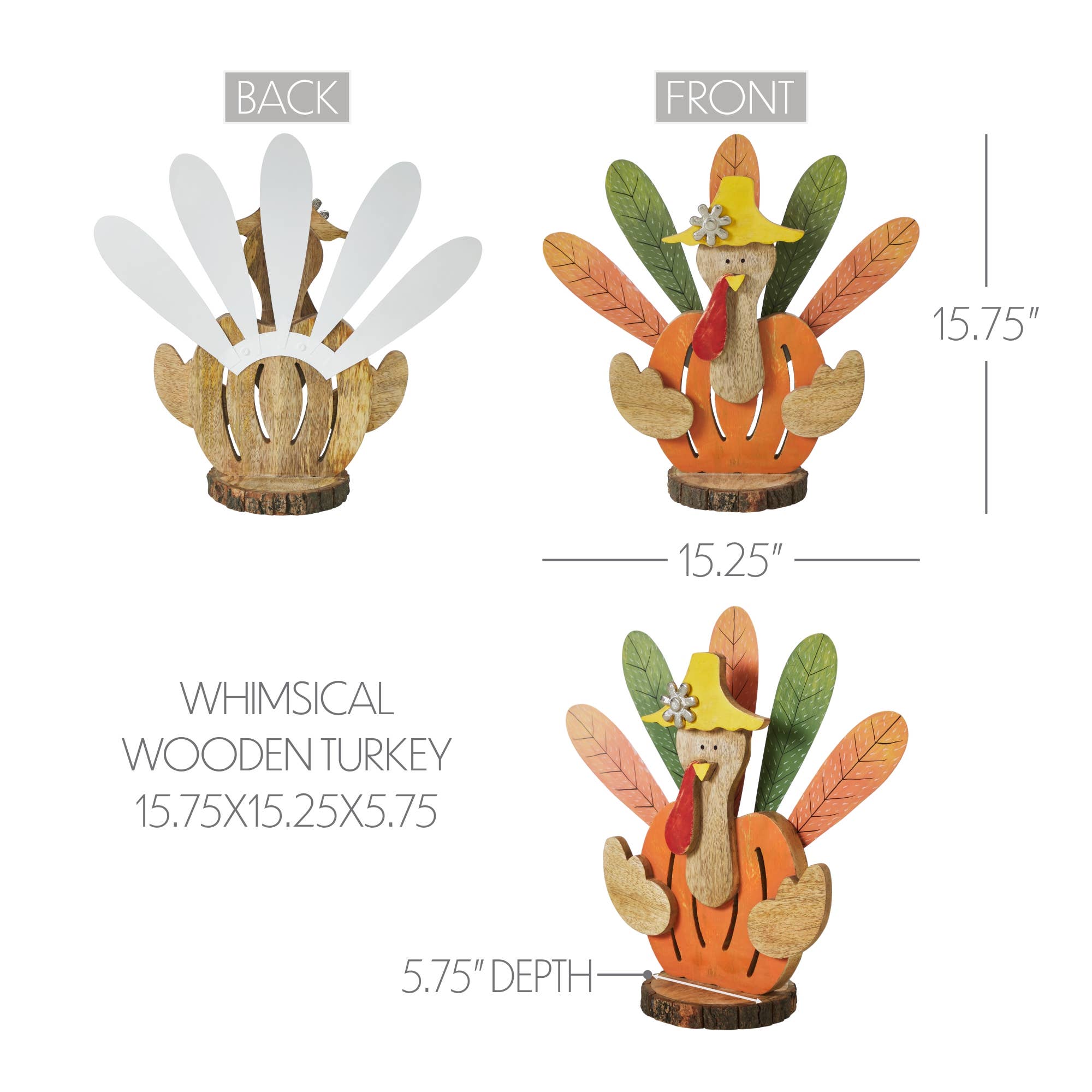 Whimsical Rustic Wooden Turkey Figurine – Fall & Thanksgiving Tabletop Decor🦃