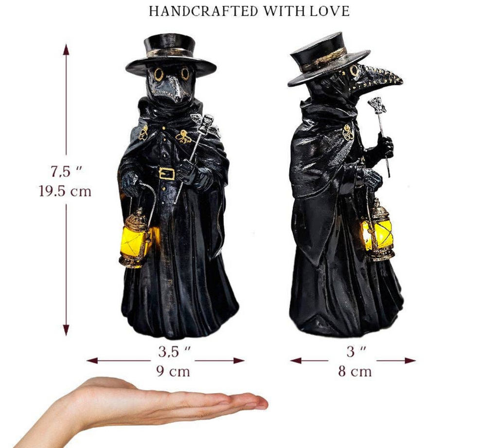Plague Doctor Creepy Home Figurine, 8" LED Haunted Halloween