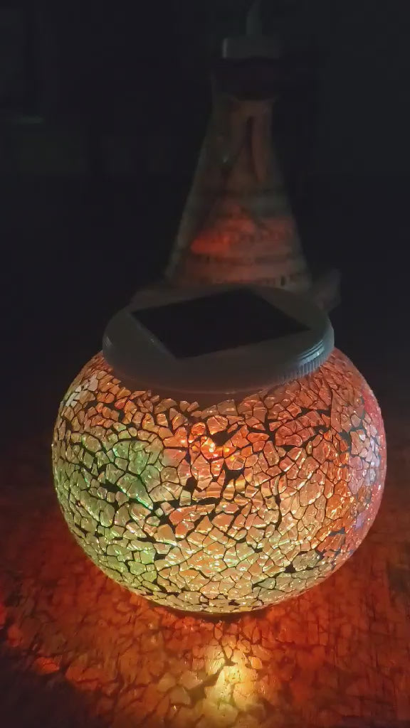 NEW ITEM ❤️Gorgeous Solar Mosaic Glass  Multi-Color Garden Orb – Dual‑Mode Glow Light