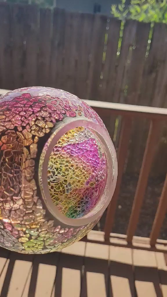 NEW ITEM ❤️Gorgeous Solar Mosaic Glass  Multi-Color Garden Orb – Dual‑Mode Glow Light