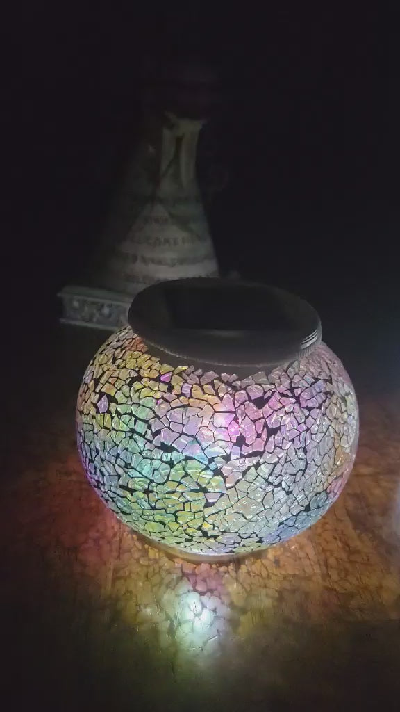 NEW ITEM ❤️Gorgeous Solar Mosaic Glass  Multi-Color Garden Orb – Dual‑Mode Glow Light