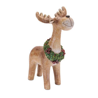 NEW DUO SET🎄🦌 Reindeer With Wreath Holiday Duo – 9" & 11.5" Carved‑Look Set