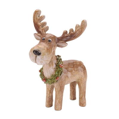NEW DUO SET🎄🦌 Reindeer With Wreath Holiday Duo – 9" & 11.5" Carved‑Look Set