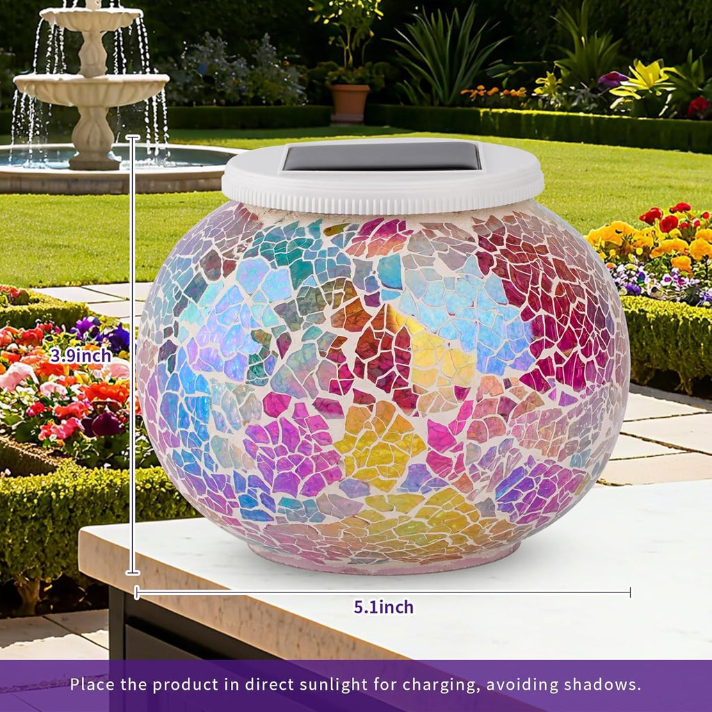 NEW ITEM ❤️Gorgeous Solar Mosaic Glass  Multi-Color Garden Orb – Dual‑Mode Glow Light